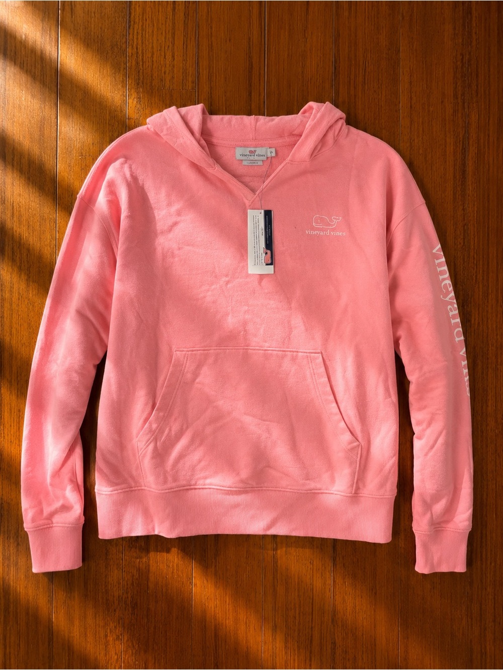 Vineyard Vines Pink Pullover Hoodie with Whale Logo Sz L NWT